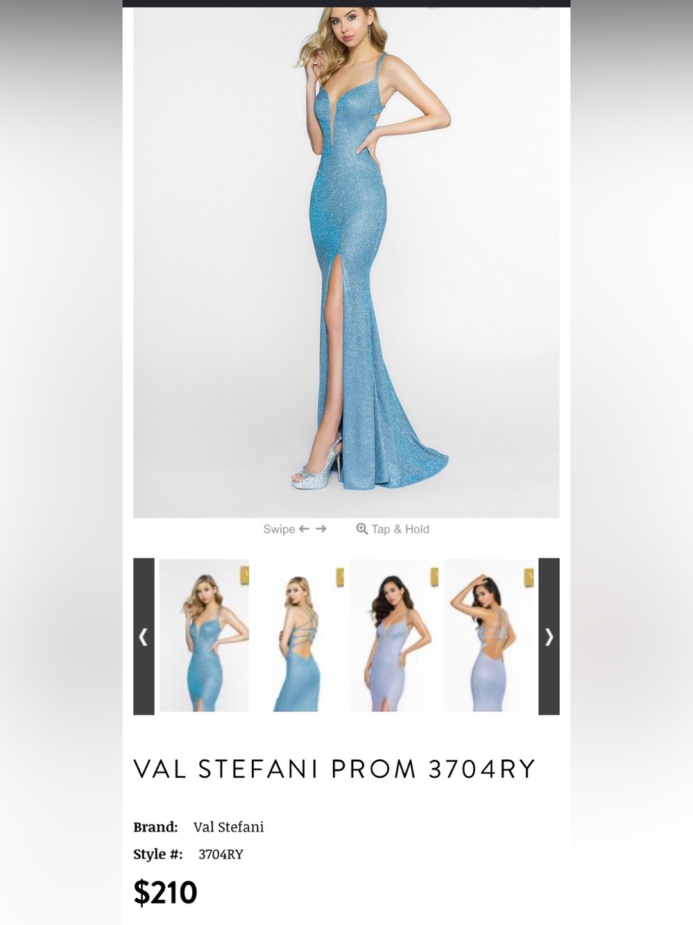 Val Stefani Shimmering Light Blue High-Slit Mermaid Maxi Skirt